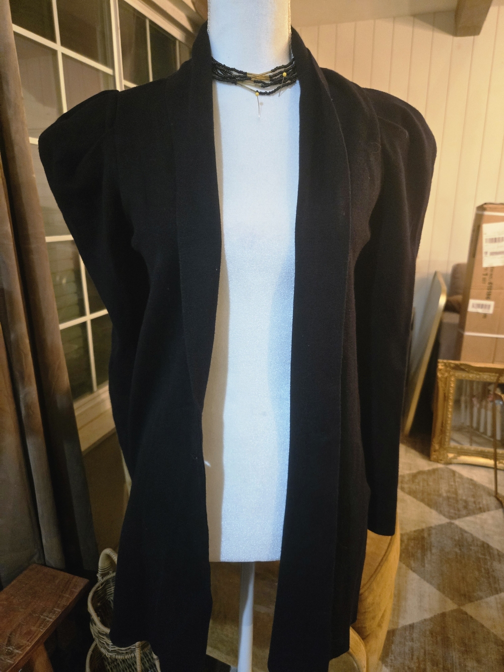 Express Black Open-Front Women's Cardigan with Structured Shoulders